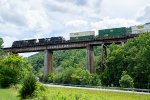 An eastbound NS intermodal crosses Running Water Trestle